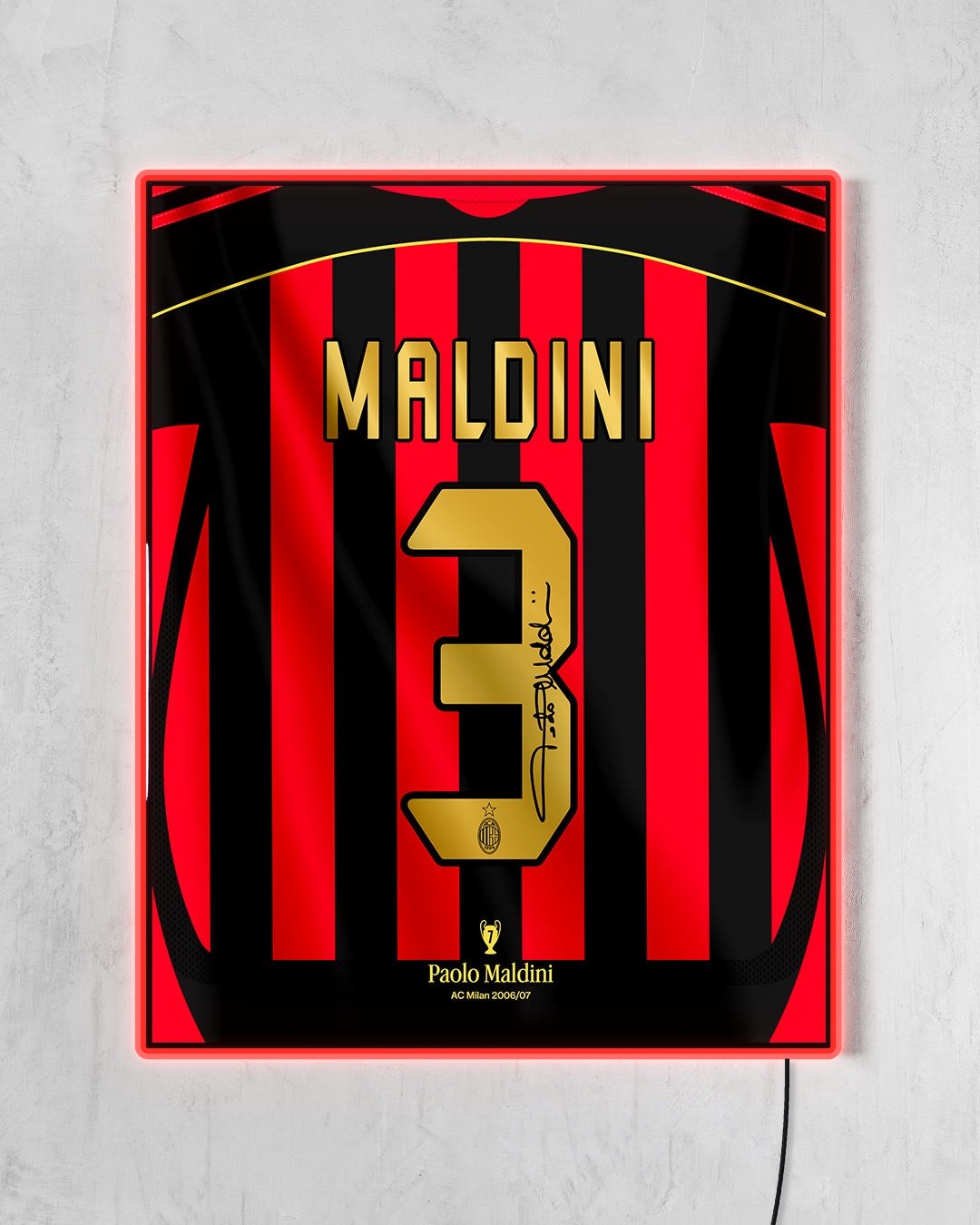 AC Milan 2006/07 Local - Diseño Dorsal / Maldini #3 con LED rojo encendido