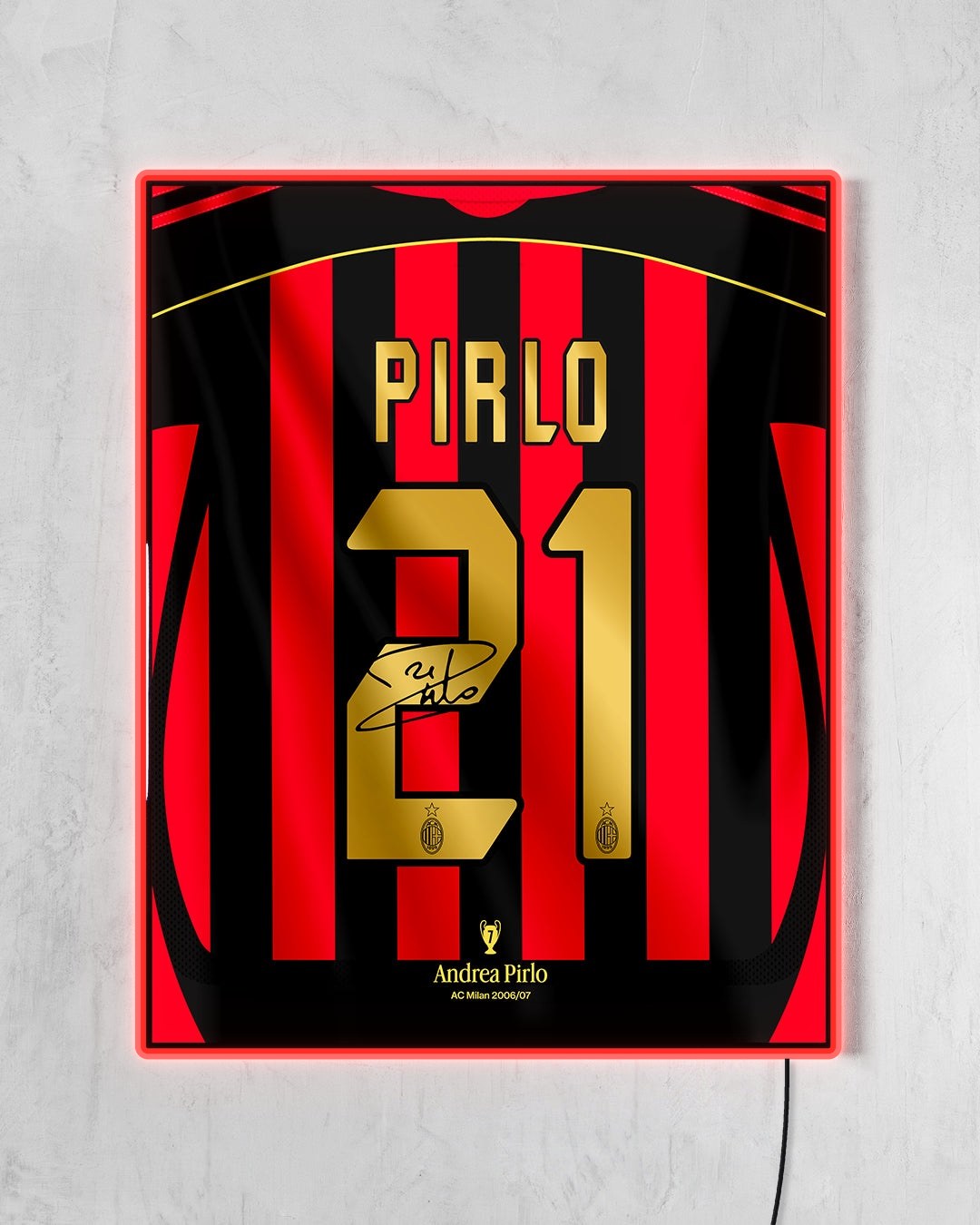 AC Milan 2006/07 Local - Diseño Dorsal / Pirlo #21 con LED rojo encendido