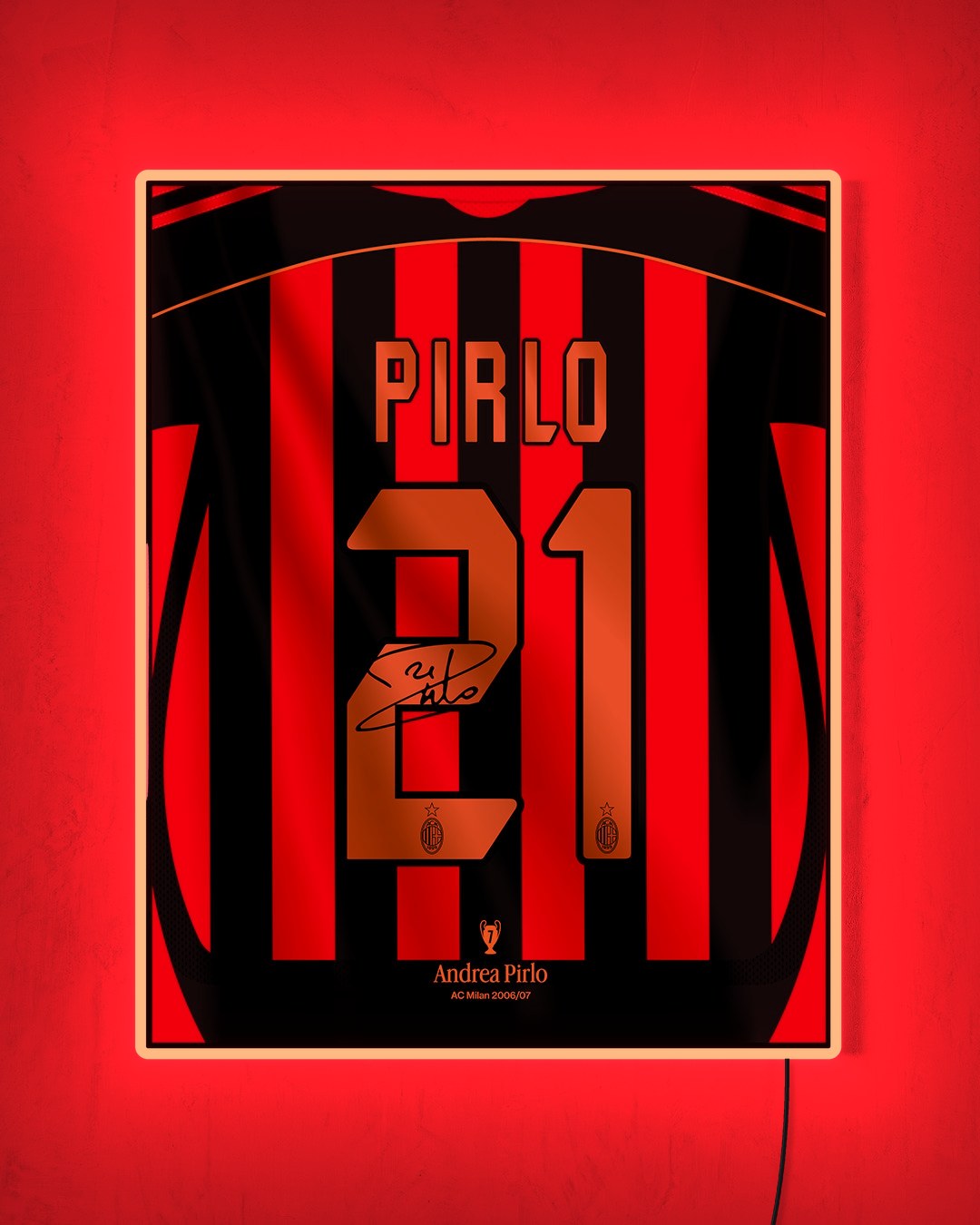 AC Milan 2006/07 Local - Diseño Dorsal / Pirlo #21 con LED rojo encendido de noche