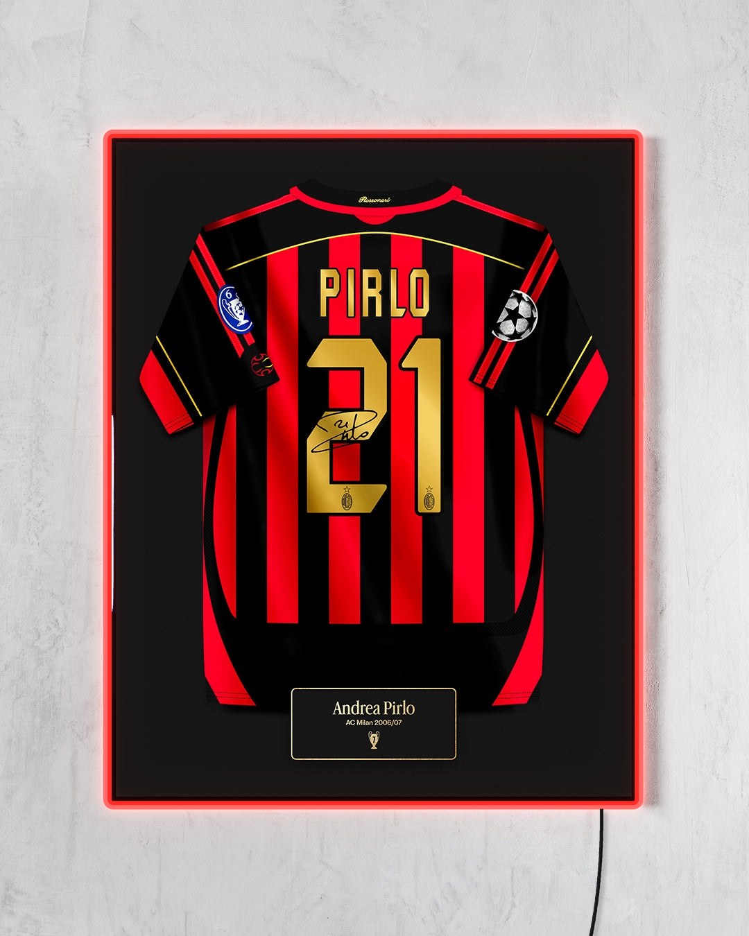 AC Milan 2006/07 Local - Diseño Jersey / Pirlo #21 con LED rojo encendido