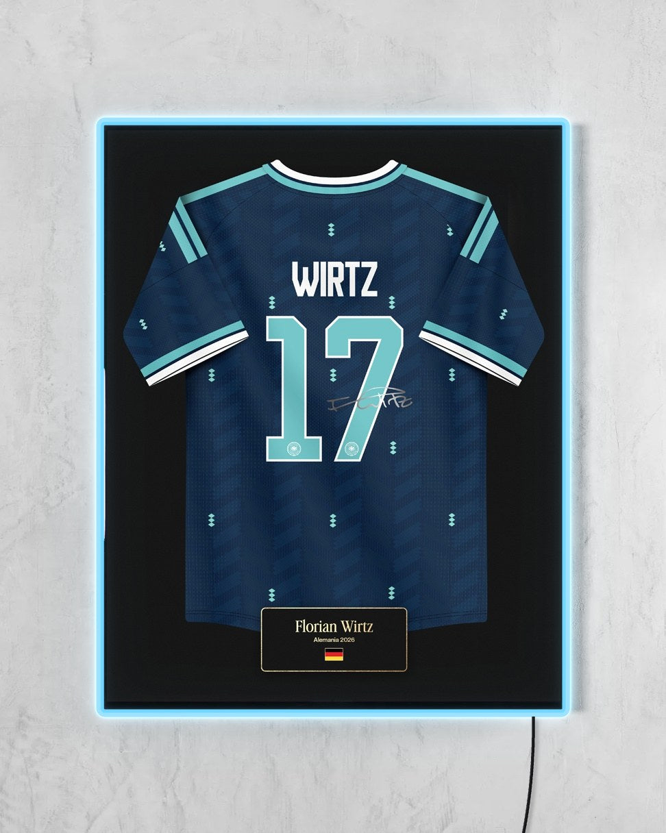 Alemania 2026 Visitante - Diseño Jersey con LED celeste encendido