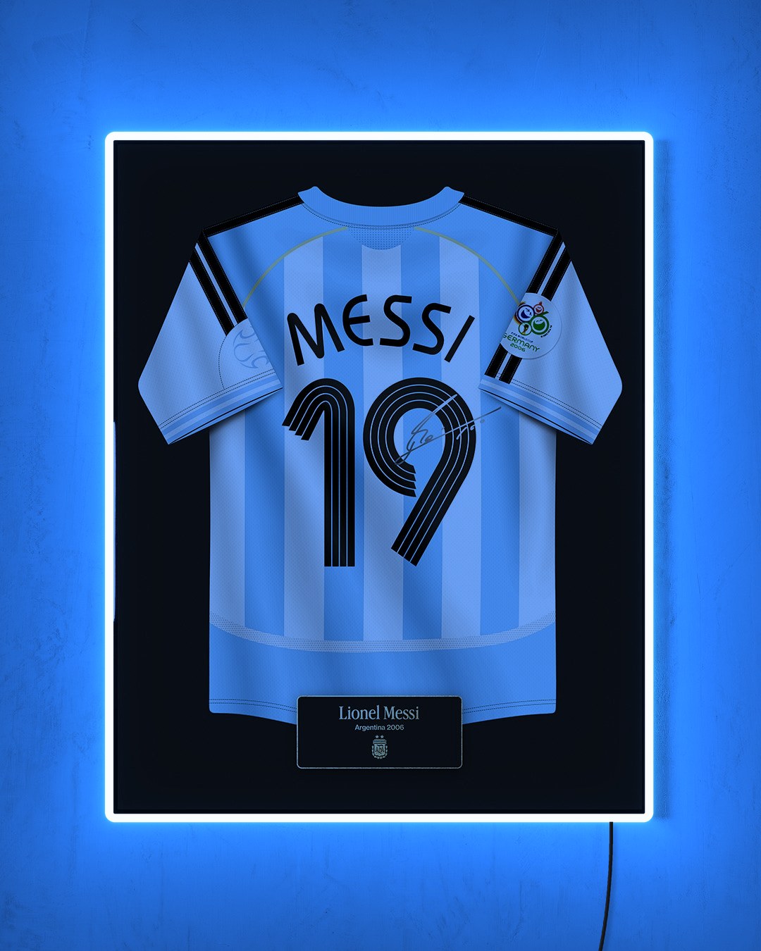 Argentina 2006 Local - Diseño Jersey con LED celeste encendido de noche