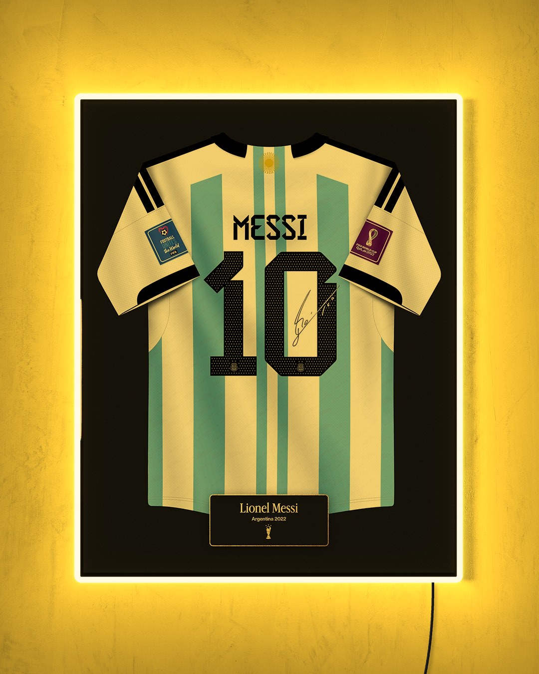 Argentina 2022 Local - Diseño Jersey con LED amarillo encendido de noche