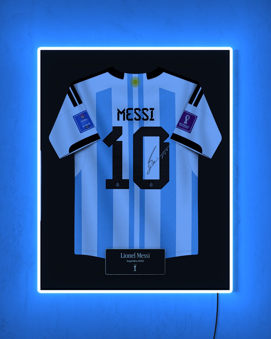 Argentina 2022 Local - Diseño Jersey con LED celeste encendido de noche