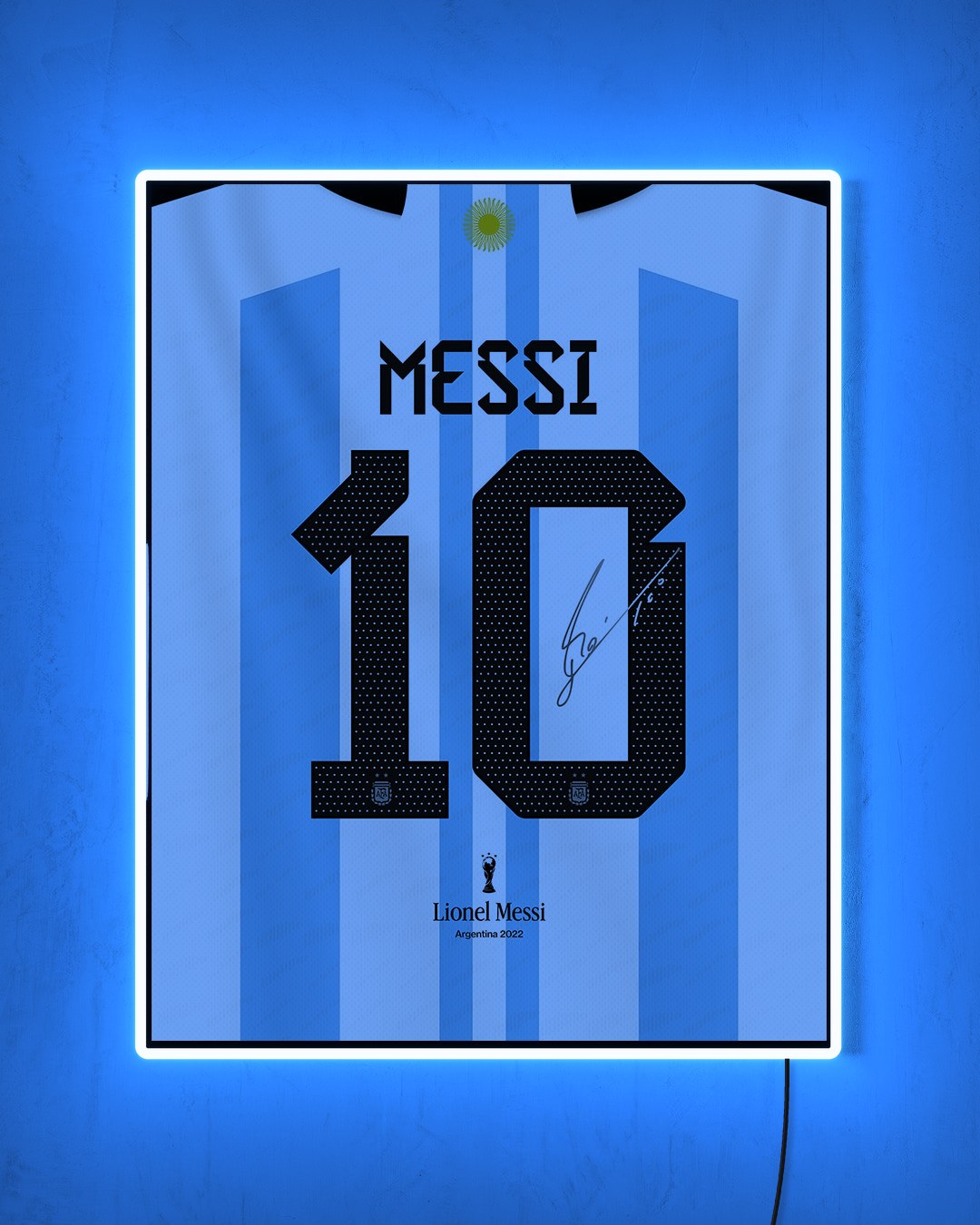 Argentina 2022 Local - Diseño Dorsal con LED celeste encendido de noche