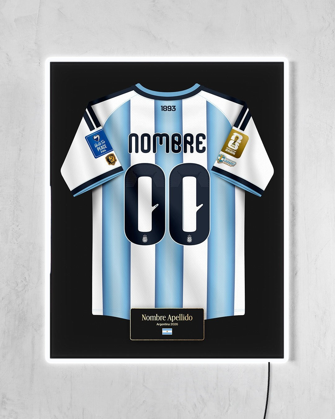 Argentina 2026 Local - Diseño Jersey / Personalizado con LED blanco encendido