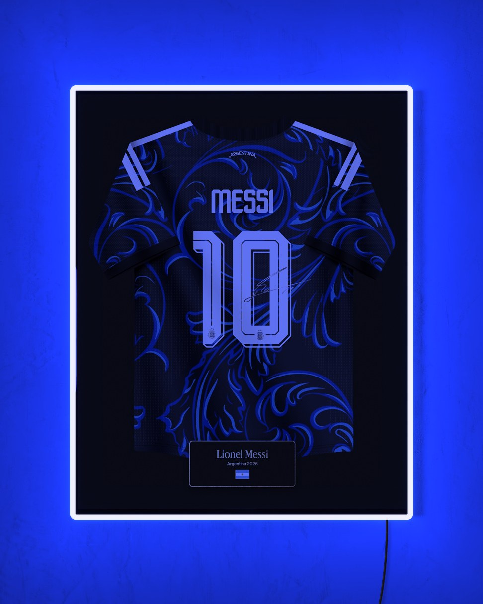 Argentina 2026 Visitante - Diseño Jersey con LED azul encendido de noche