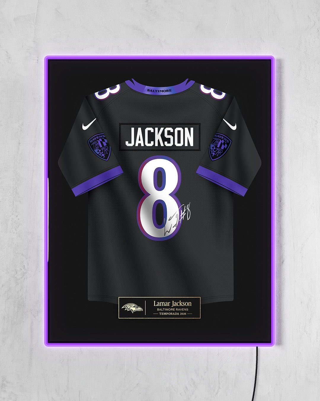Baltimore Ravens 2026 - Diseño Jersey con LED púrpura encendido