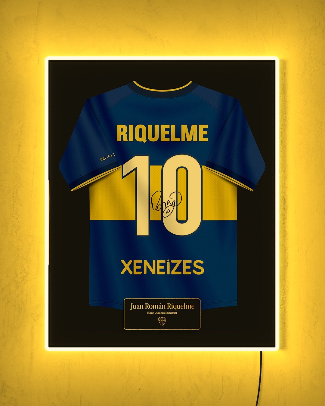 Boca Juniors 2000/01 Local - Diseño Jersey con LED amarillo encendido de noche