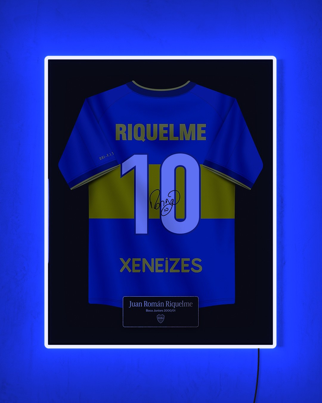 Boca Juniors 2000/01 Local - Diseño Jersey con LED azul encendido de noche
