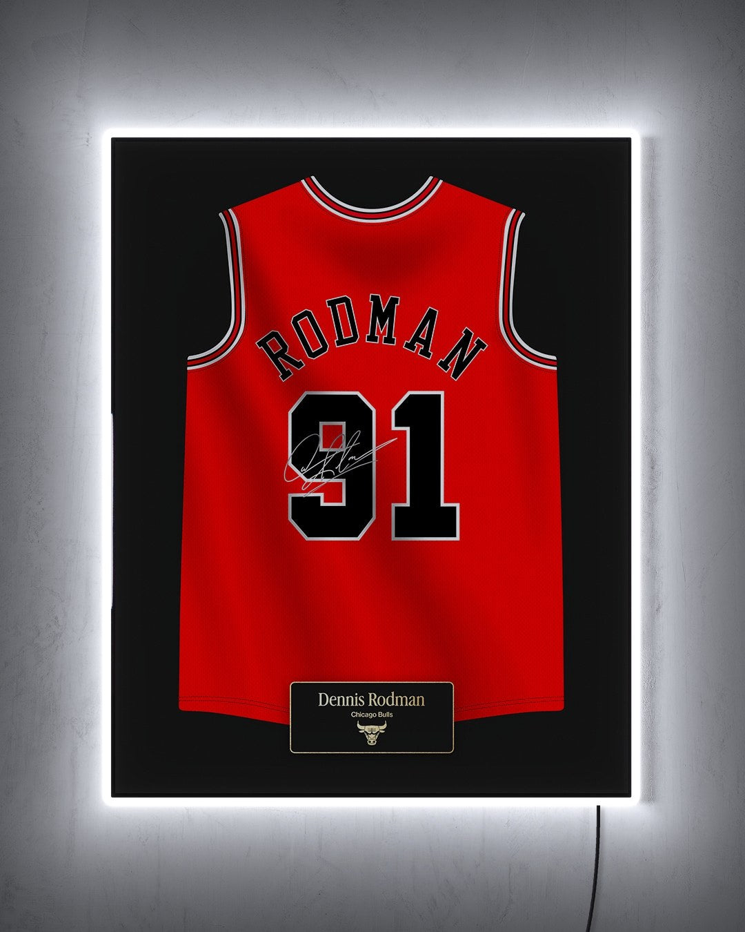 Chicago Bulls 1997/98 - Diseño Jersey / Rodman #91 con LED blanco encendido de noche