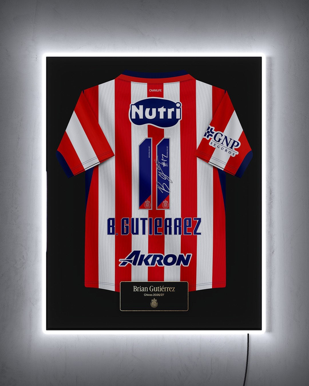 Chivas 2026/27 Local - Diseño Jersey / B. Gutiérrez #11 con LED blanco encendido de noche