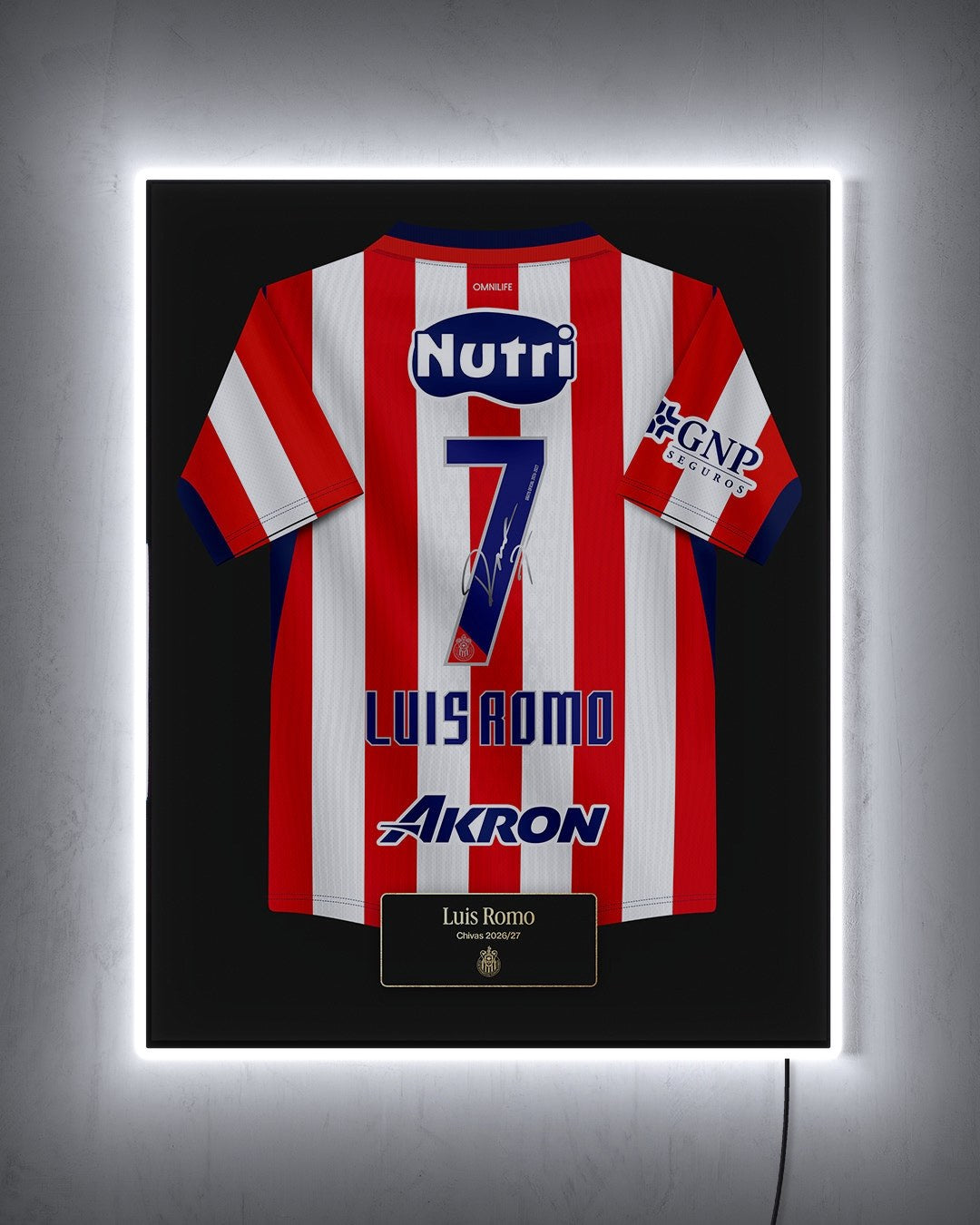 Chivas 2026/27 Local - Diseño Jersey / Luis Romo #7 con LED blanco encendido de noche