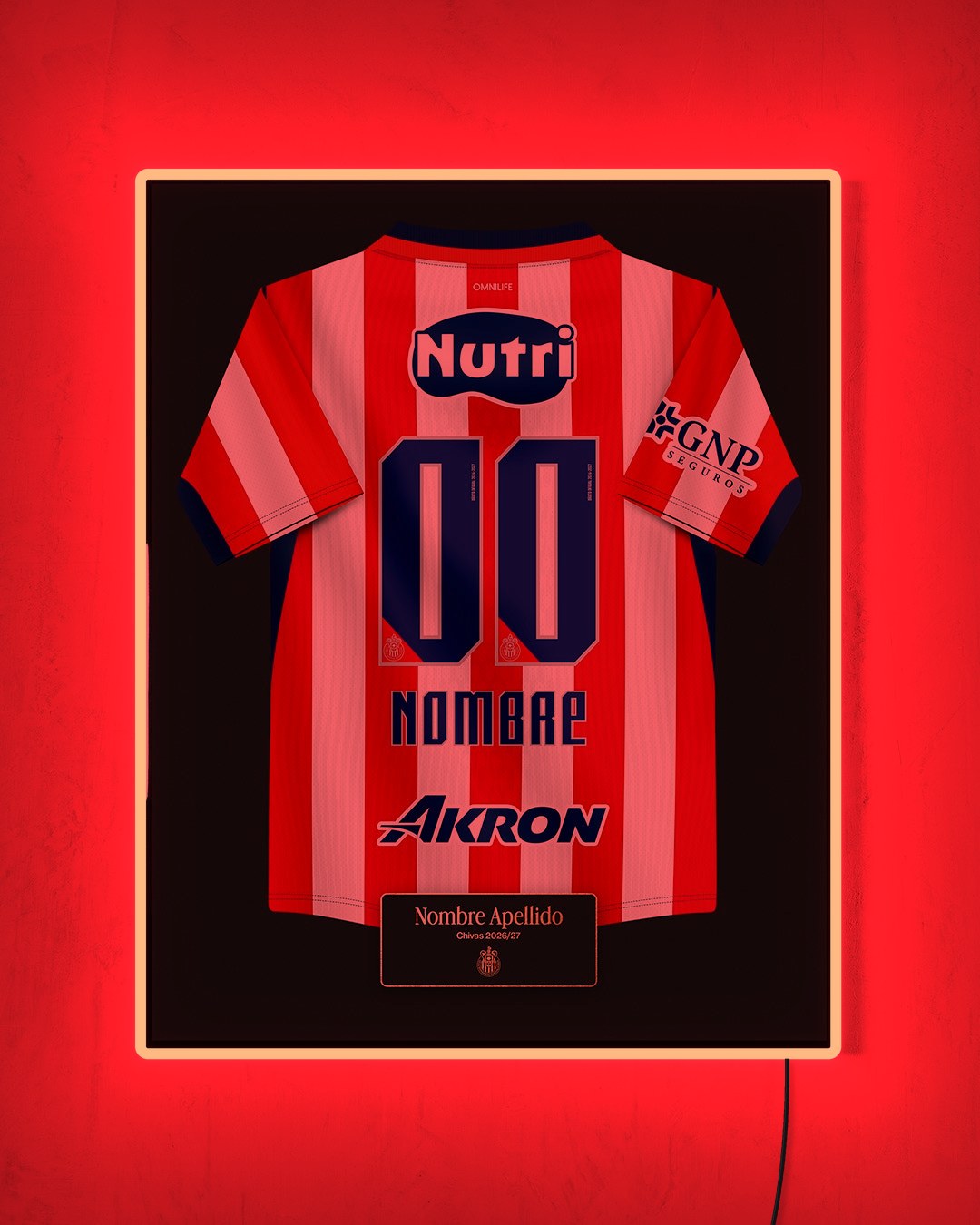 Chivas 2026/27 Local - Diseño Jersey / Personalizado con LED rojo encendido de noche