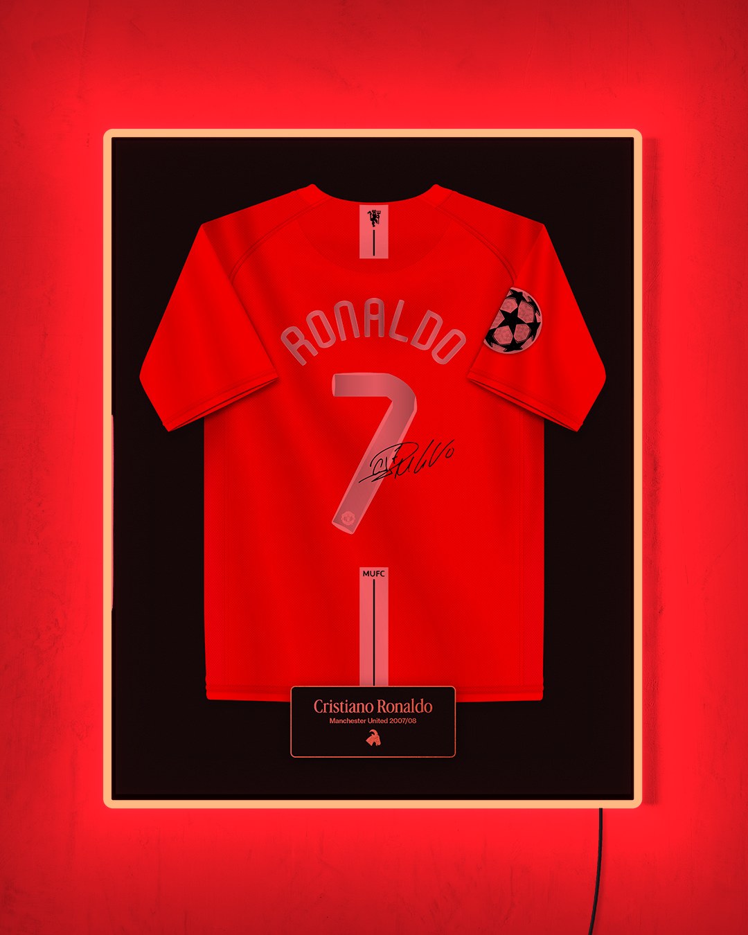 Manchester United 2007/08 Local - Diseño Jersey con LED rojo encendido de noche