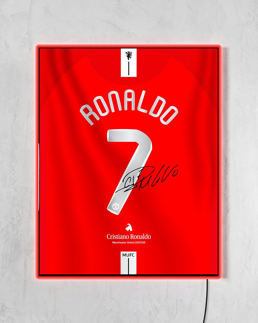 Manchester United 2007/08 Local - Diseño Dorsal con LED rojo encendido