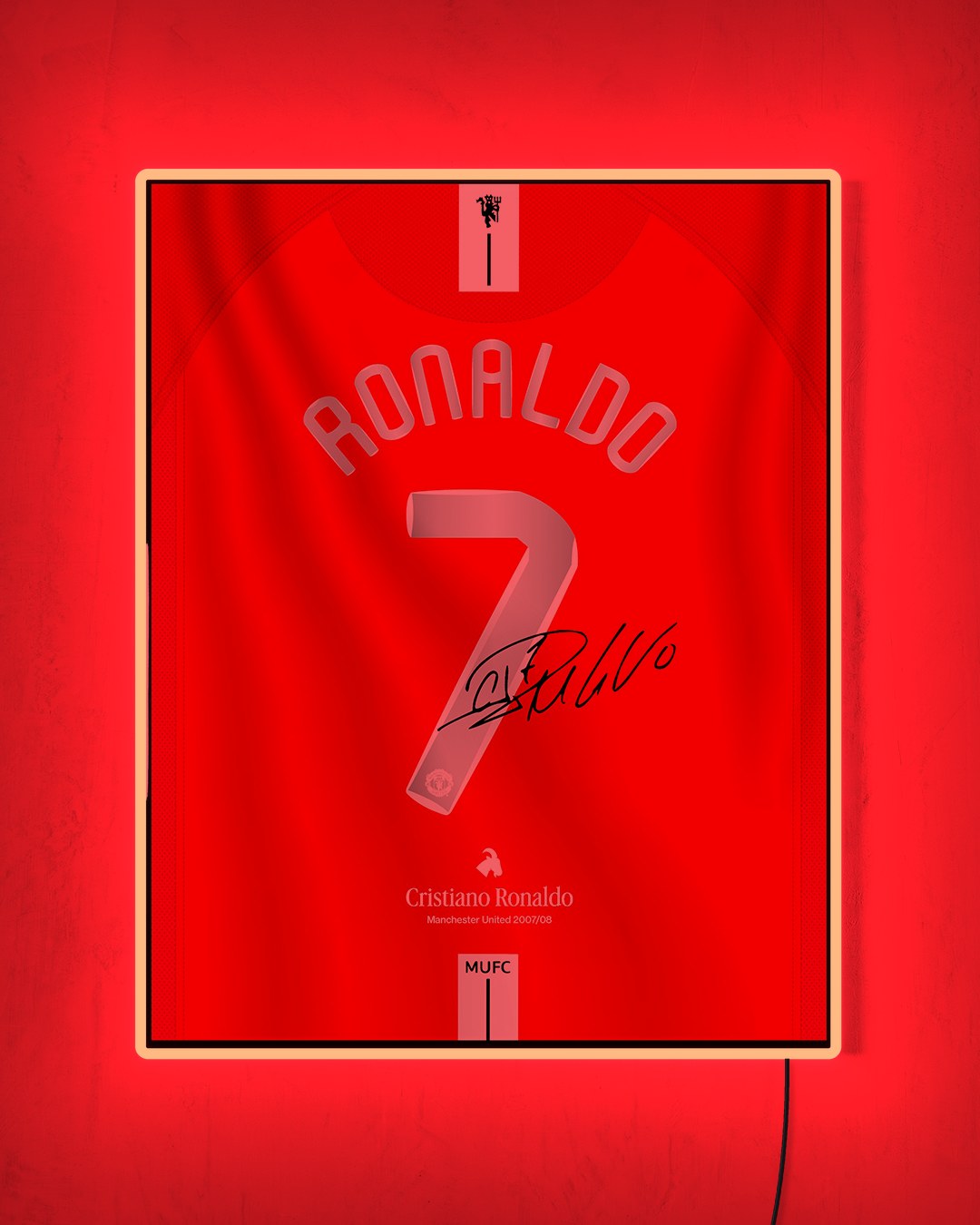Manchester United 2007/08 Local - Diseño Dorsal con LED rojo encendido de noche