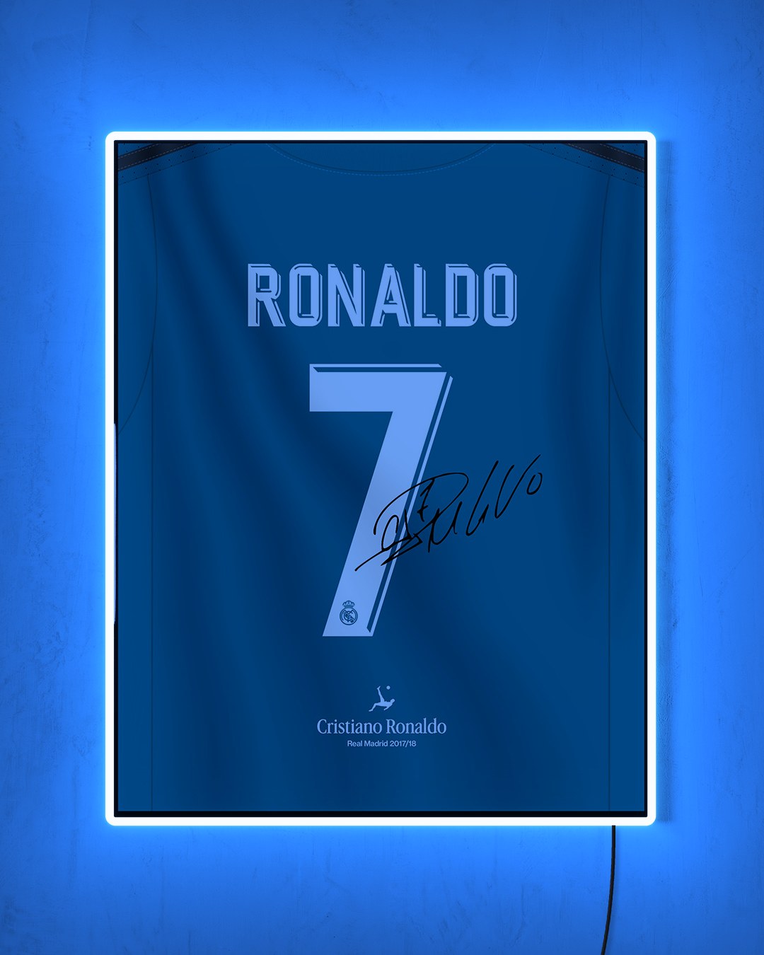 Real Madrid 2017/18 Tercera - Diseño Dorsal con LED celeste encendido de noche