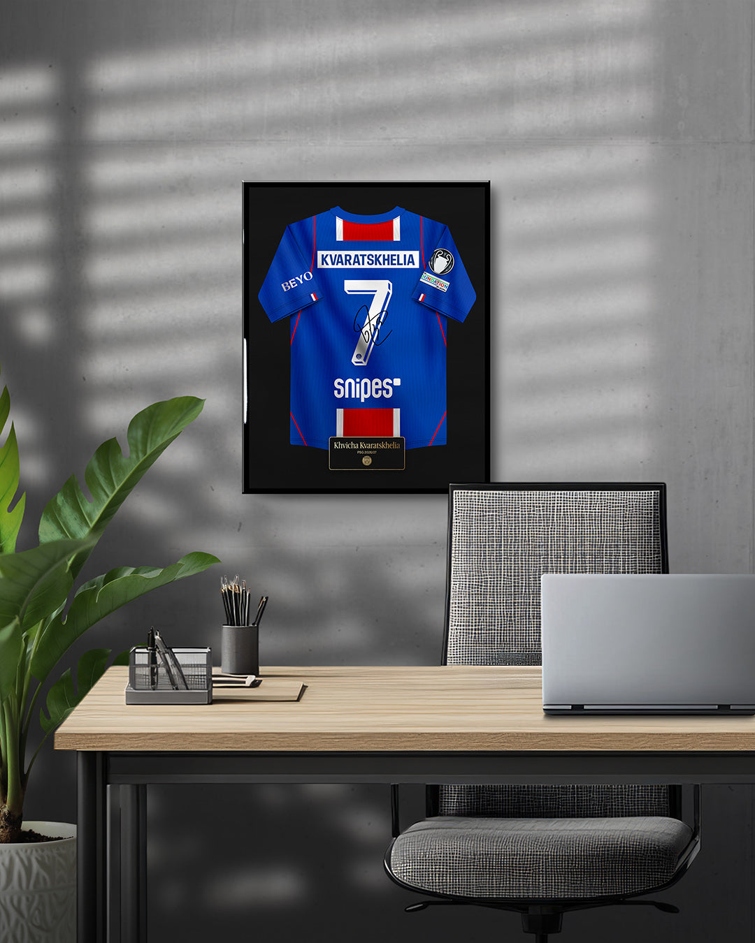 Cuadro PSG 2026/27 Local - Diseño Jersey Kvaratskhelia #7