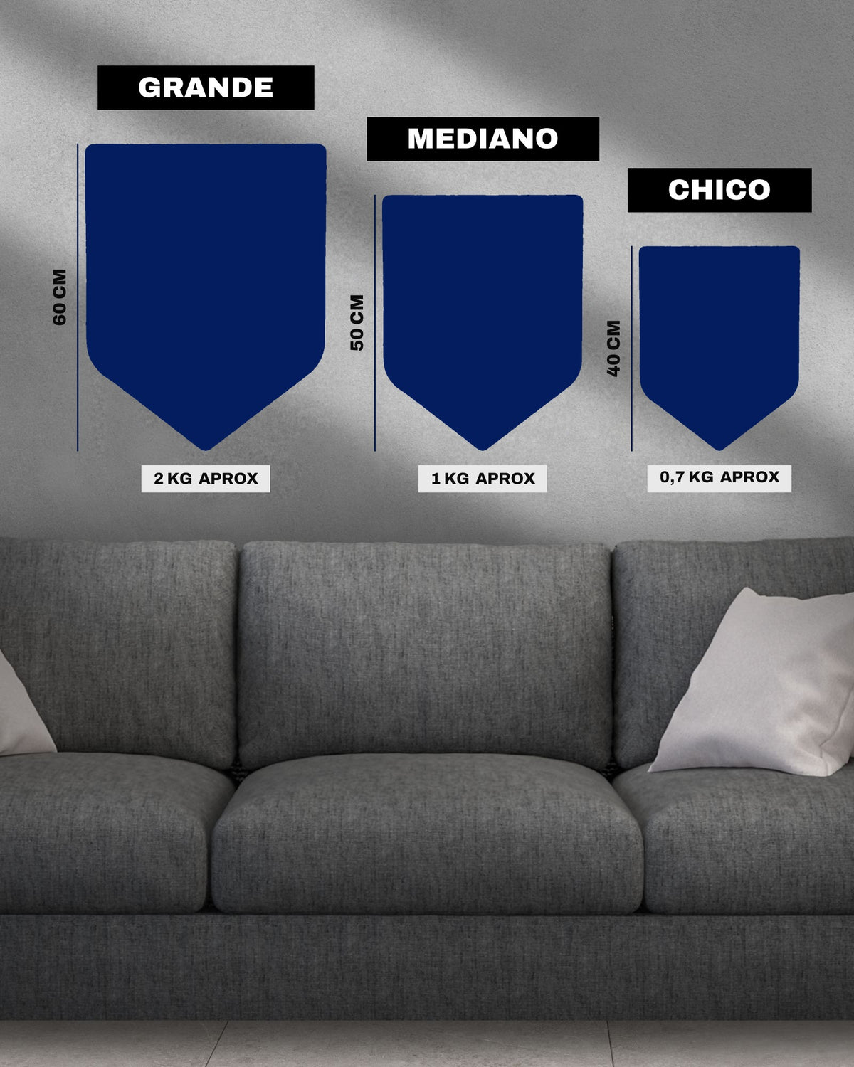 Escudo Atlético de Madrid - medidas y peso por tamaño