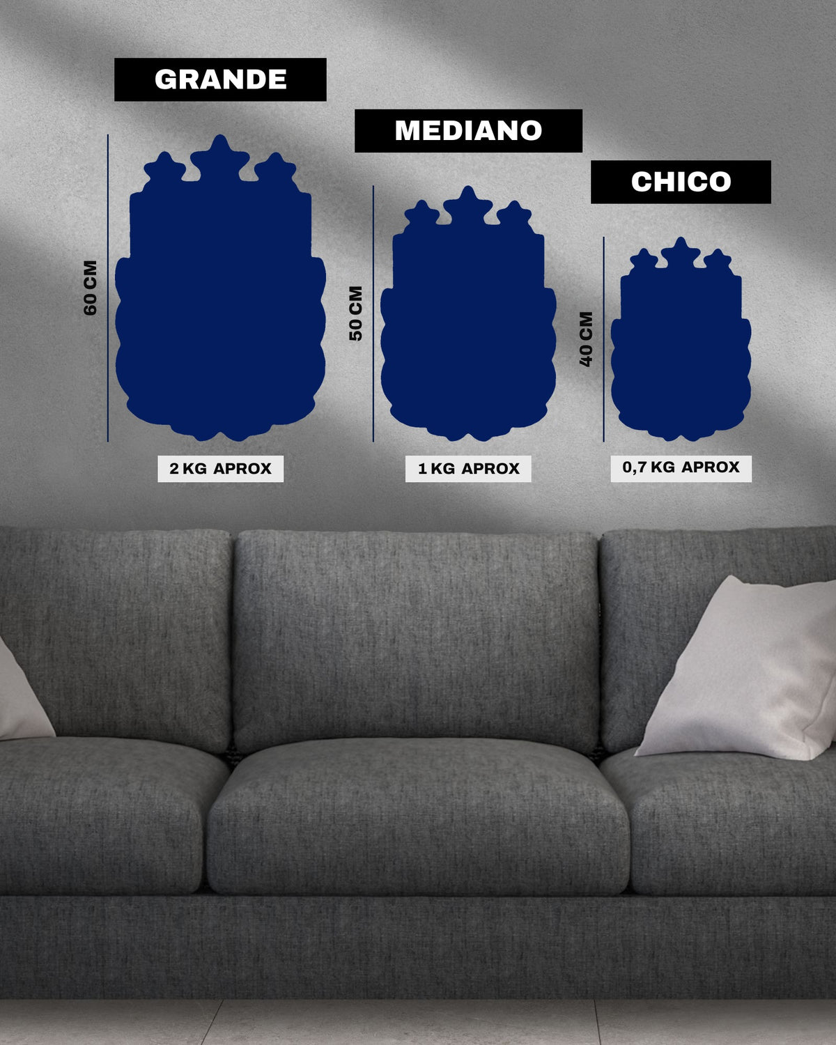 Escudo Selección Argentina - medidas y peso por tamaño