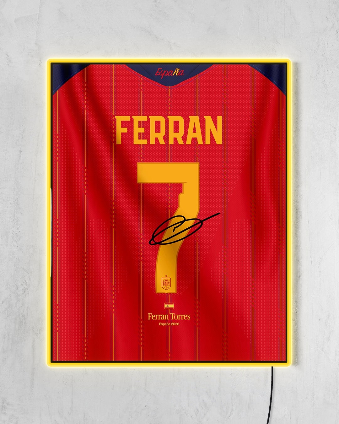 España 2026 Local - Diseño Dorsal / Ferran #7 con LED amarillo encendido