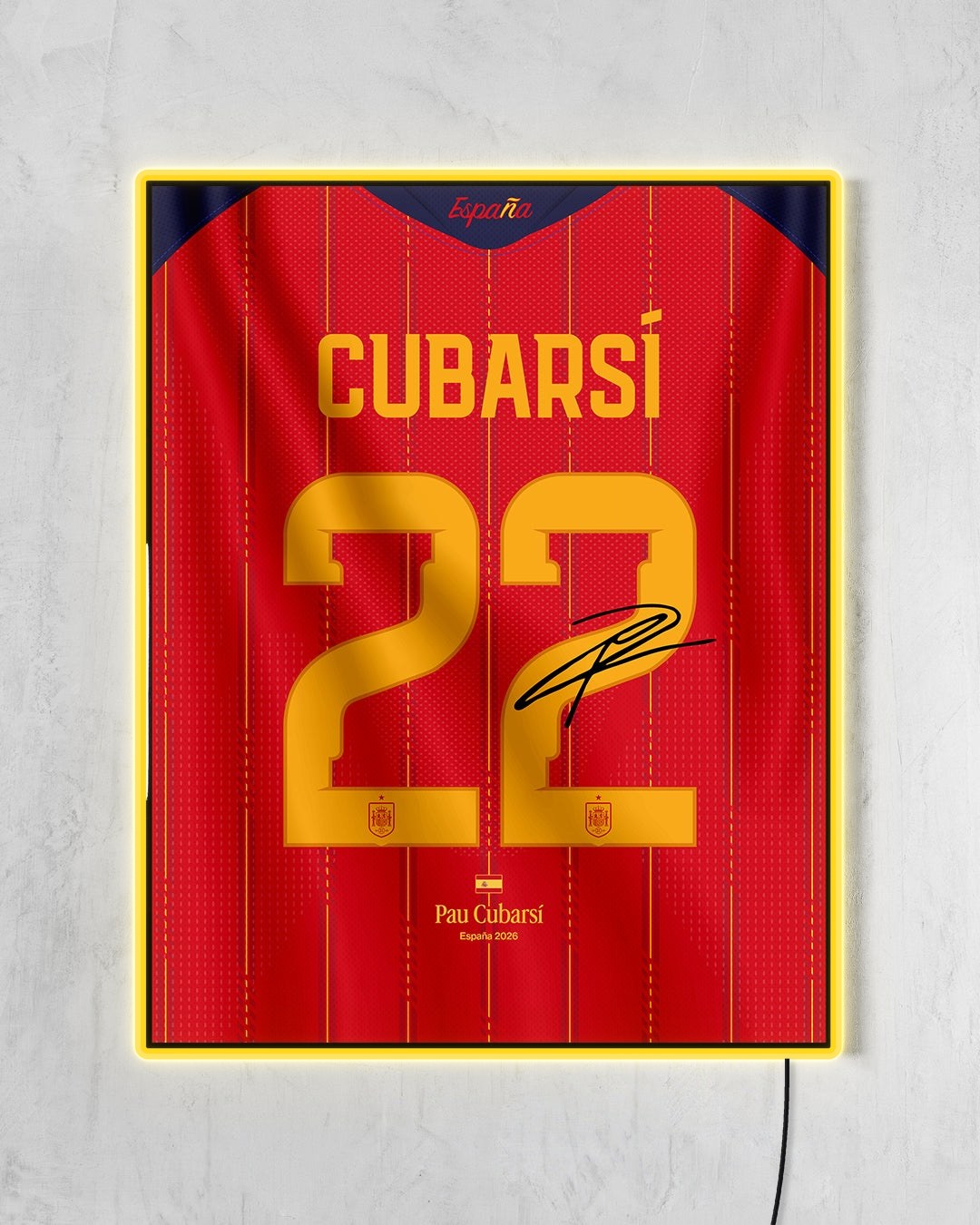 España 2026 Local - Diseño Dorsal / Cubarsi #22 con LED amarillo encendido