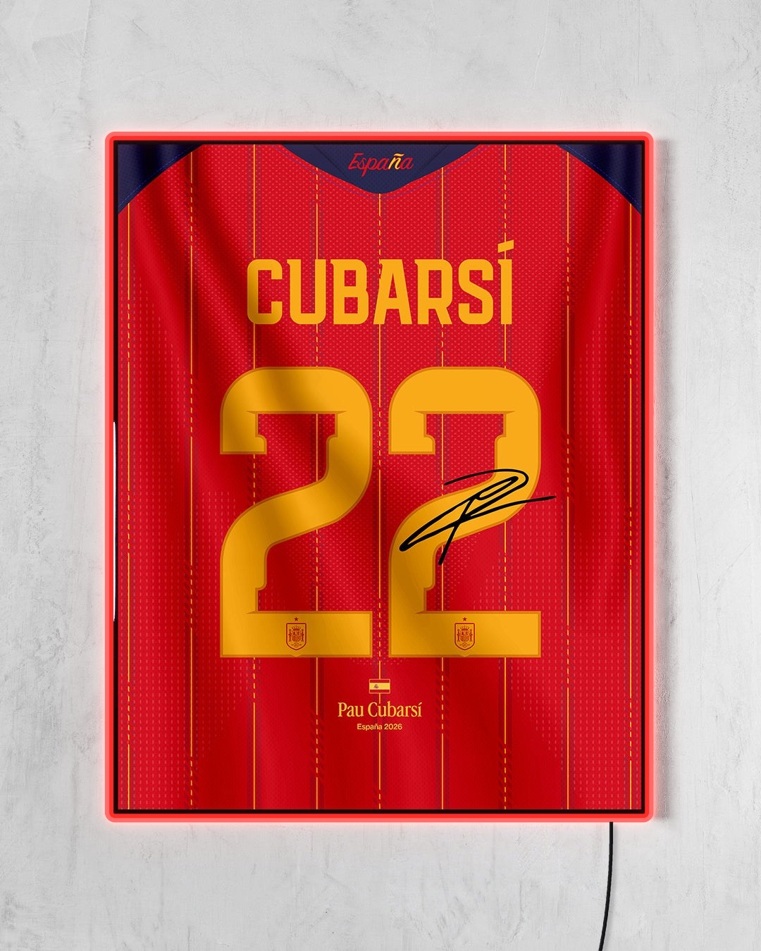 España 2026 Local - Diseño Dorsal / Cubarsi #22 con LED rojo encendido