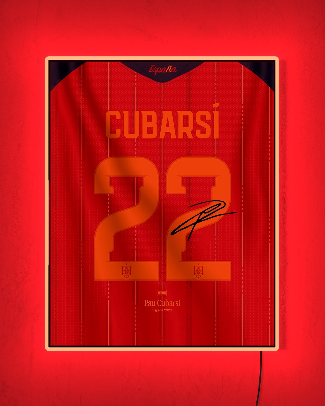 España 2026 Local - Diseño Dorsal / Cubarsi #22 con LED rojo encendido de noche