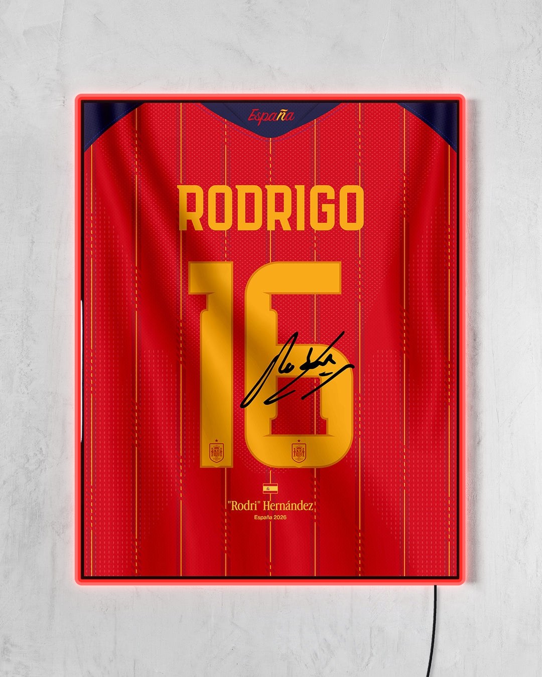 España 2026 Local - Diseño Dorsal / Rodrigo #16 con LED rojo encendido