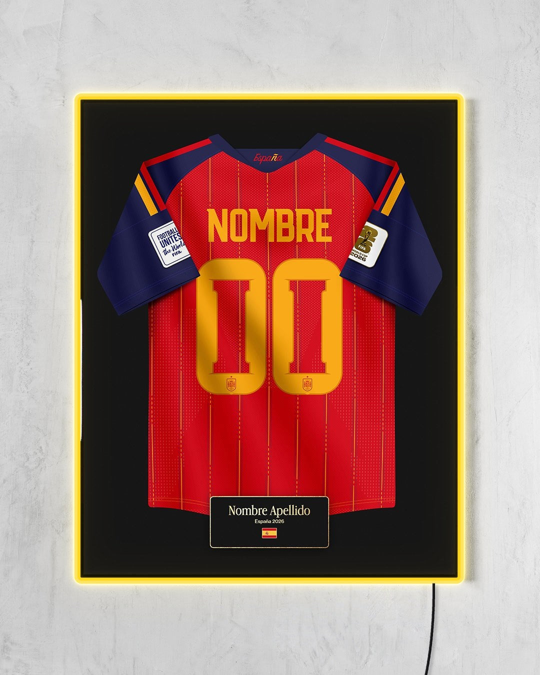 España 2026 Local - Diseño Jersey / Personalizado con LED amarillo encendido