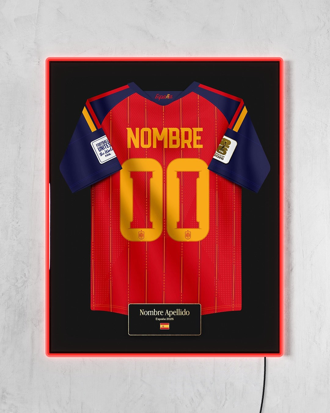 España 2026 Local - Diseño Jersey / Personalizado con LED rojo encendido