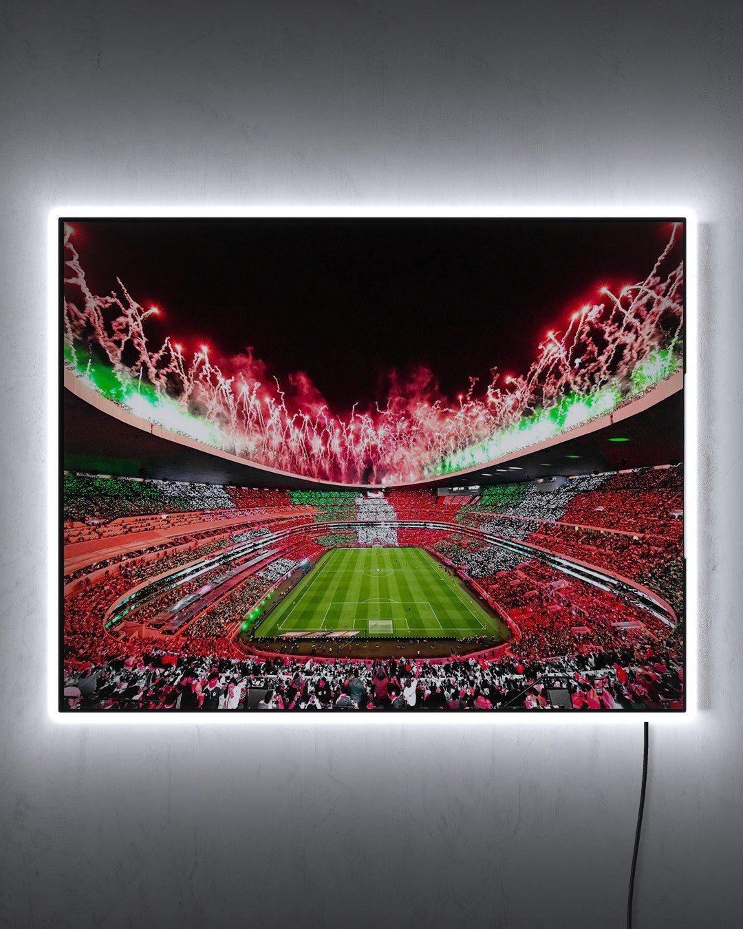 Estadio Azteca - Mundial 2026 con LED blanco encendido de noche