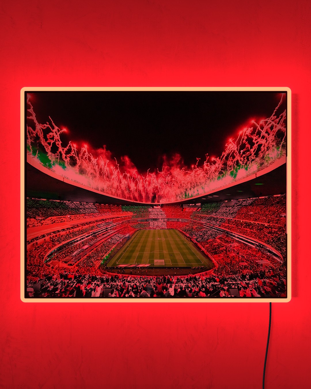 Estadio Azteca - Mundial 2026 con LED rojo encendido de noche