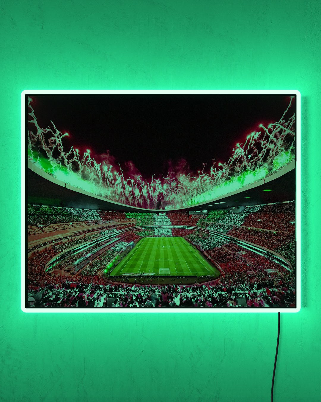 Estadio Azteca - Mundial 2026 con LED verde encendido de noche