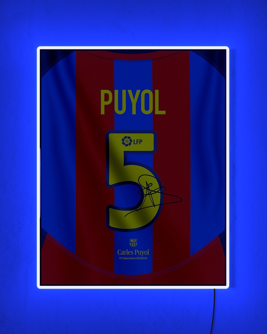 FC Barcelona 2003/04 Local - Diseño Dorsal / Puyol #5 con LED azul encendido de noche