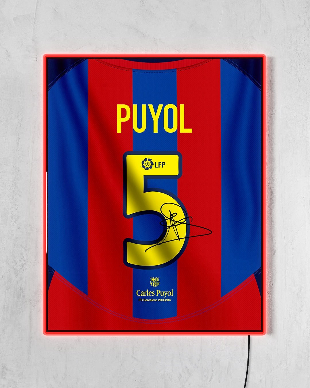 FC Barcelona 2003/04 Local - Diseño Dorsal / Puyol #5 con LED rojo encendido