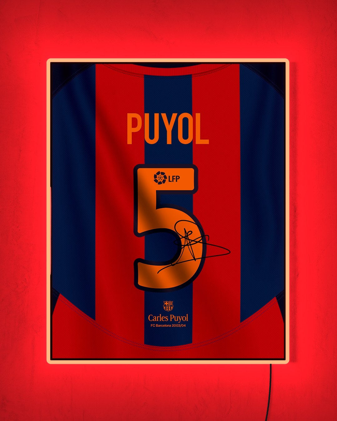 FC Barcelona 2003/04 Local - Diseño Dorsal / Puyol #5 con LED rojo encendido de noche