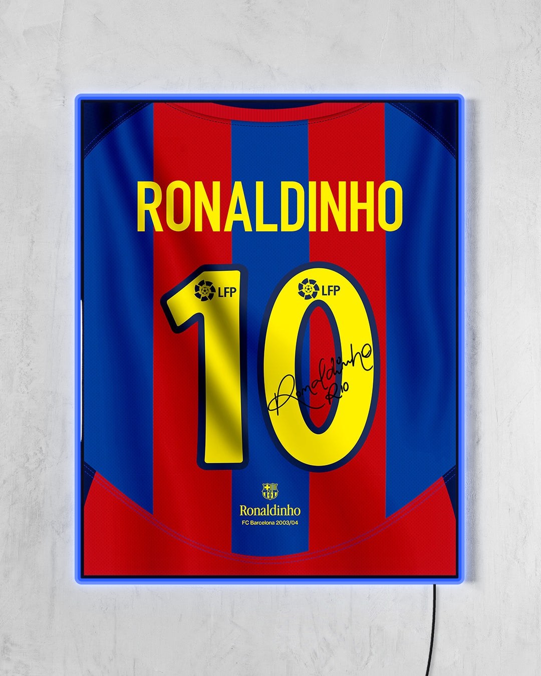 FC Barcelona 2003/04 Local - Diseño Dorsal / Ronaldinho #10 con LED azul encendido
