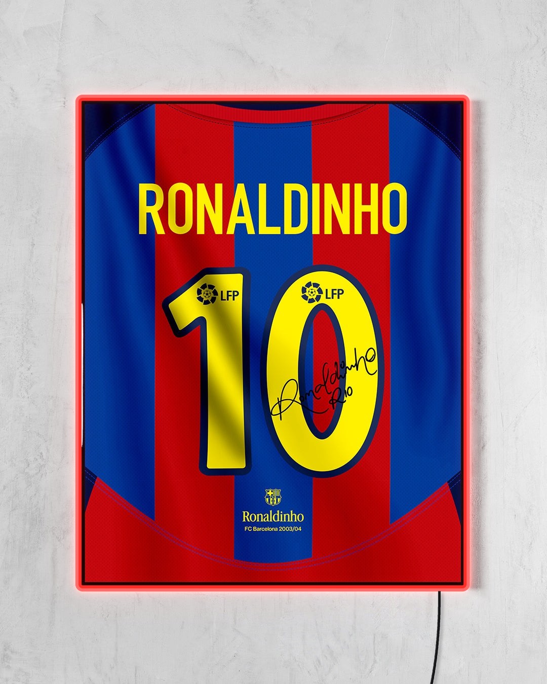 FC Barcelona 2003/04 Local - Diseño Dorsal / Ronaldinho #10 con LED rojo encendido