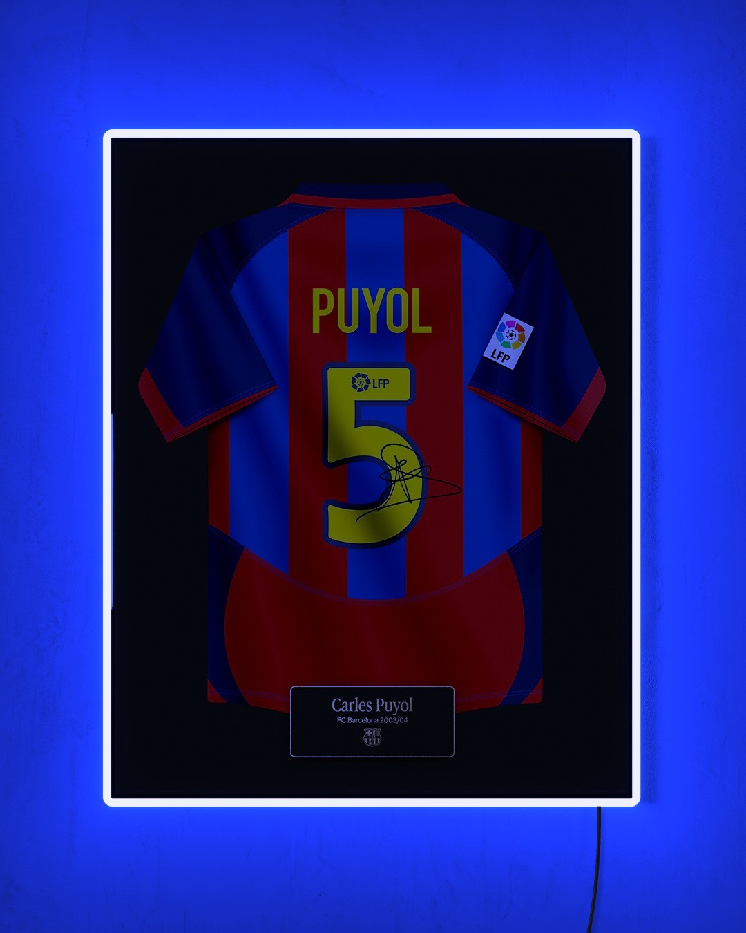 FC Barcelona 2003/04 Local - Diseño Jersey / Puyol #5 con LED azul encendido de noche