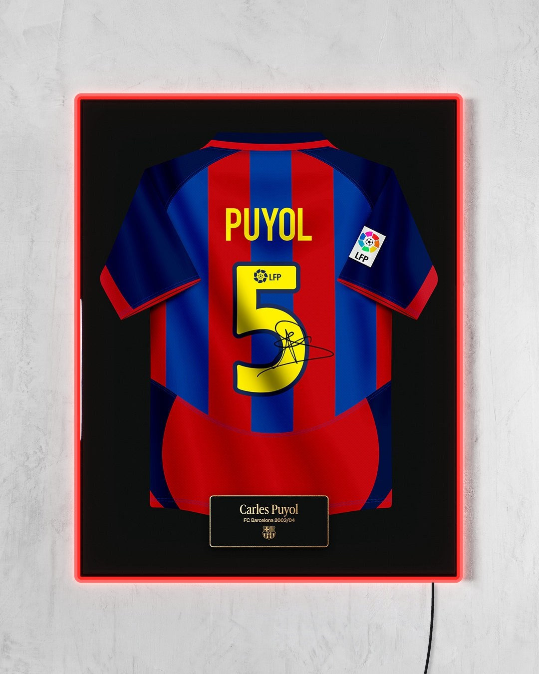 FC Barcelona 2003/04 Local - Diseño Jersey / Puyol #5 con LED rojo encendido