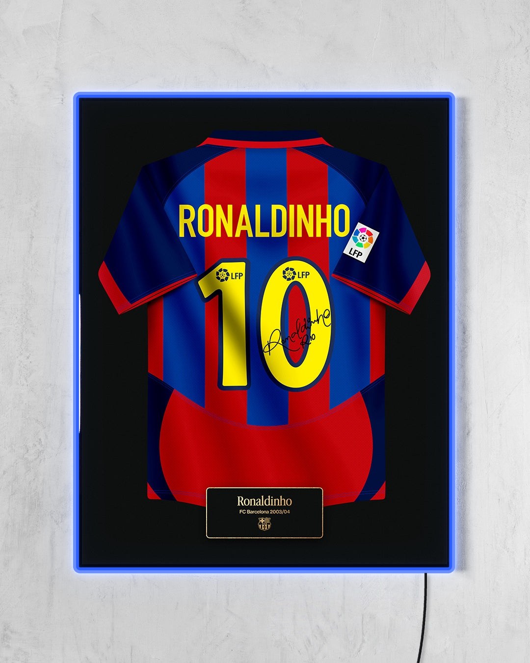 FC Barcelona 2003/04 Local - Diseño Jersey / Ronaldinho #10 con LED azul encendido
