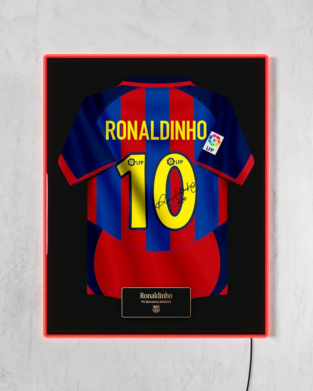 FC Barcelona 2003/04 Local - Diseño Jersey / Ronaldinho #10 con LED rojo encendido