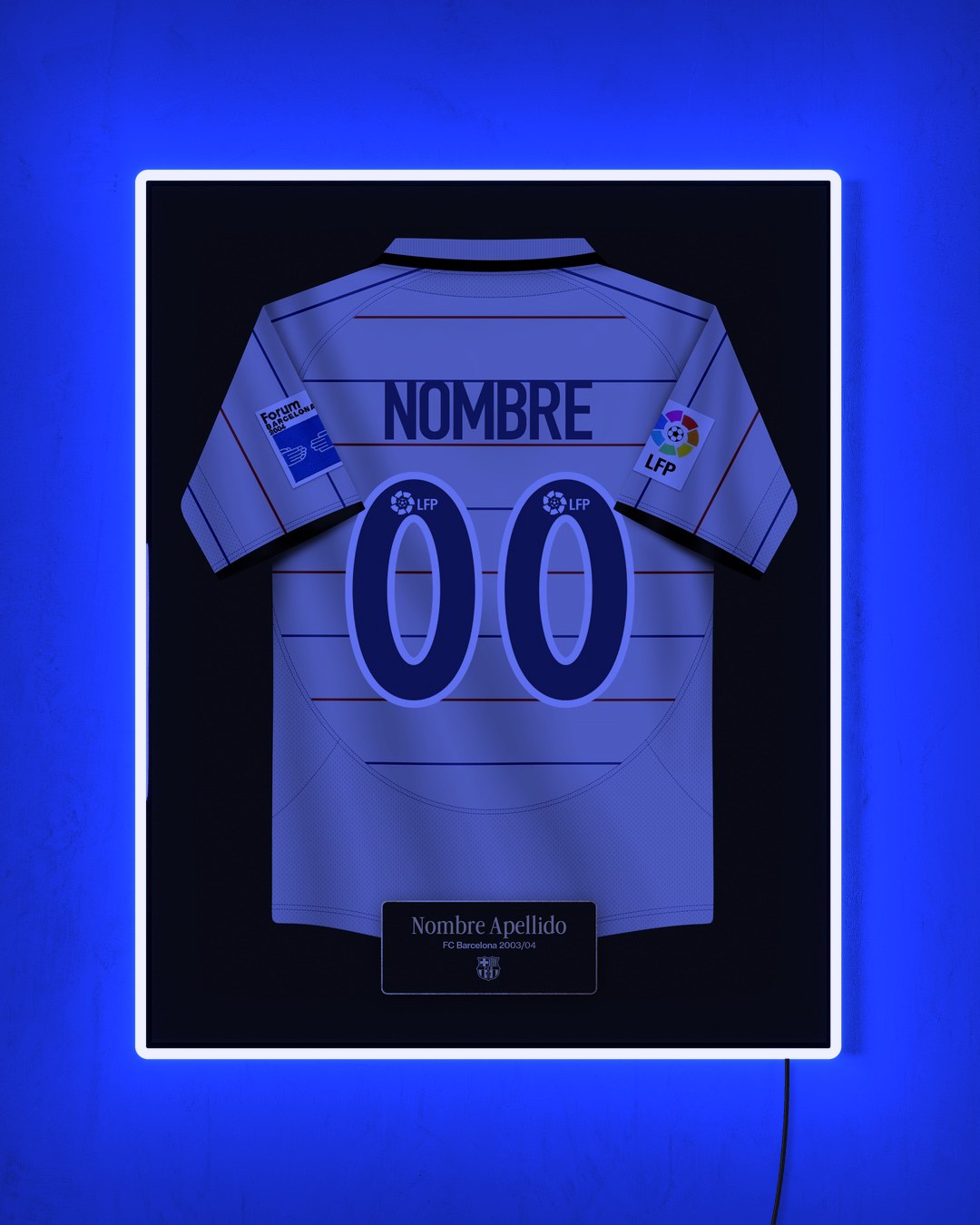 FC Barcelona 2003/04 Visitante - Diseño Jersey / Personalizado con LED azul encendido de noche