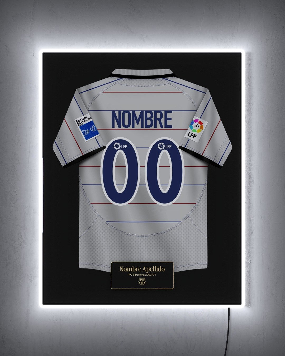 FC Barcelona 2003/04 Visitante - Diseño Jersey / Personalizado con LED blanco encendido de noche