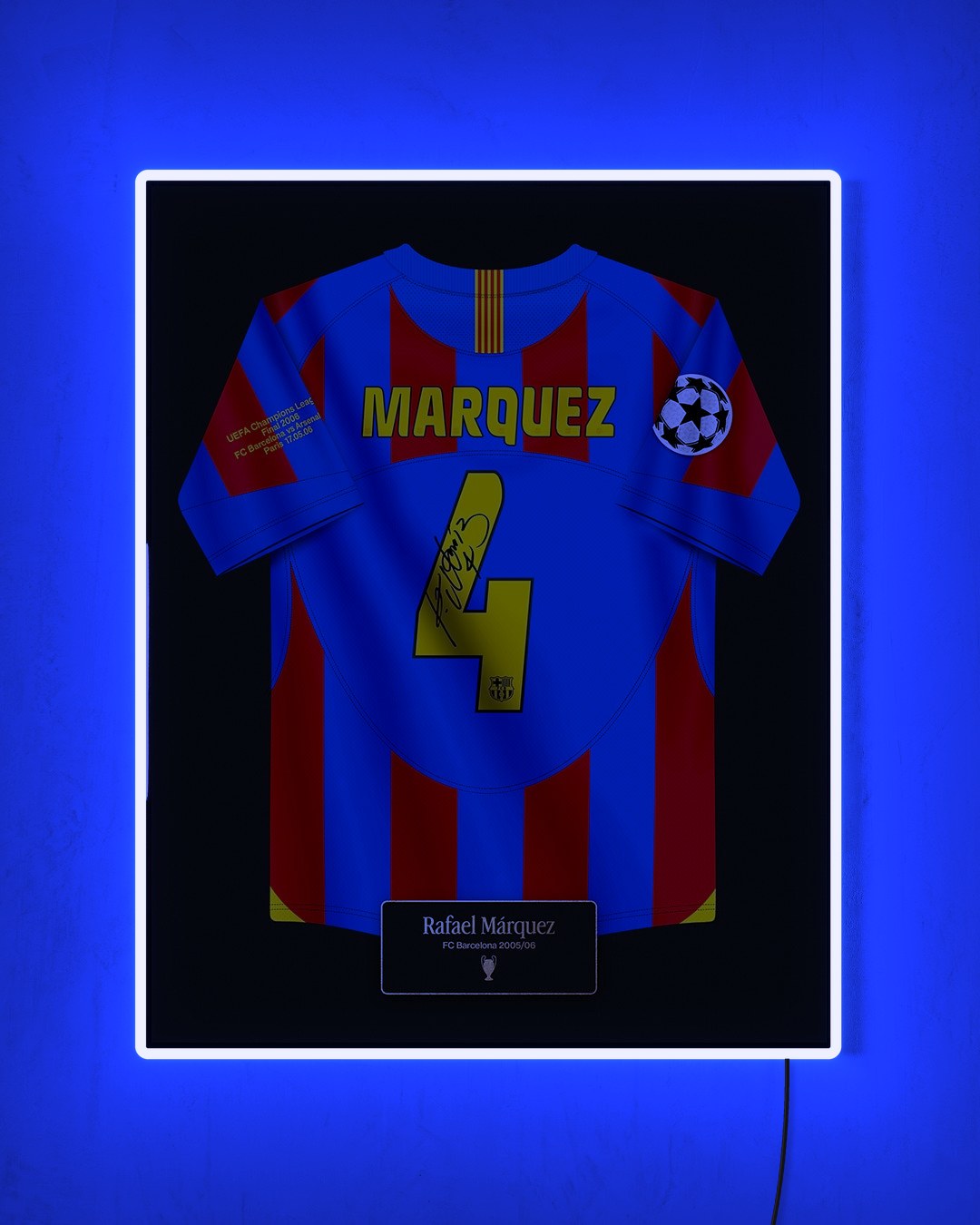 FC Barcelona 2005/06 Local - Diseño Jersey / Márquez #4 con LED azul encendido de noche
