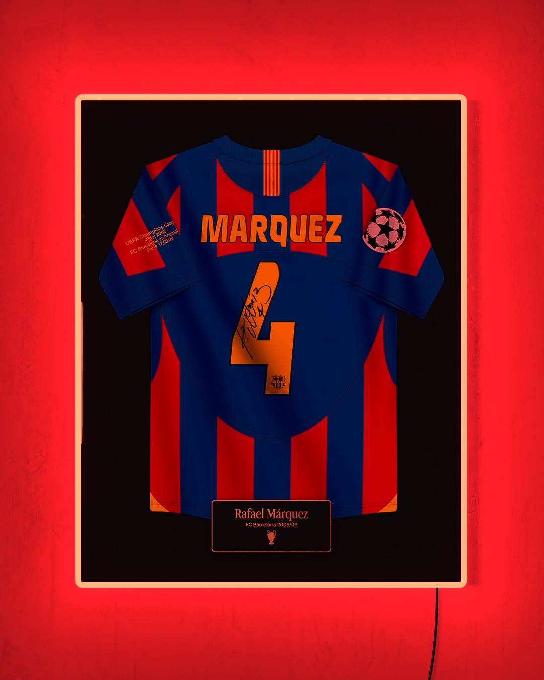 FC Barcelona 2005/06 Local - Diseño Jersey / Márquez #4 con LED rojo encendido de noche