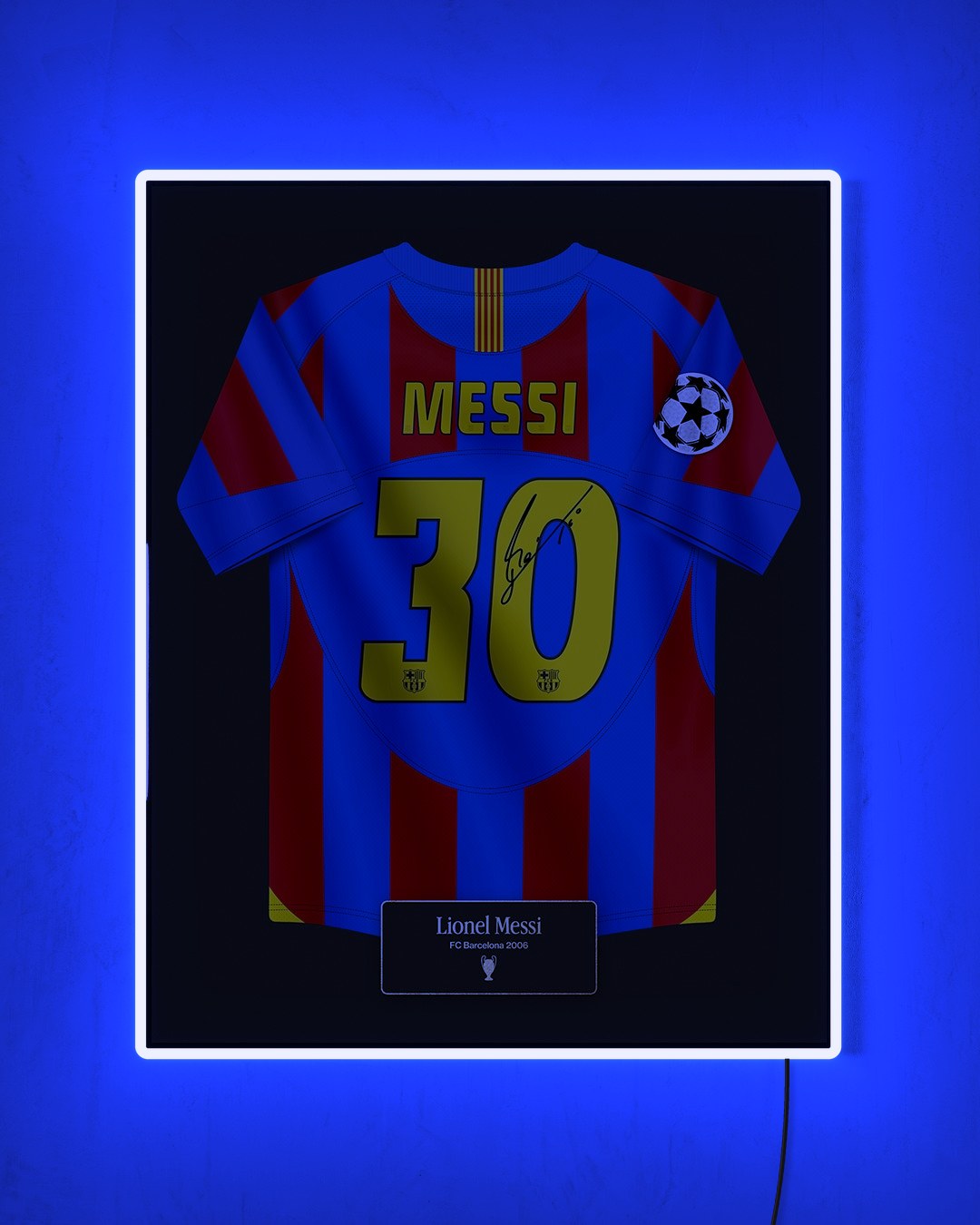 FC Barcelona 2005/06 Local - Diseño Jersey / Messi #30 con LED azul encendido de noche