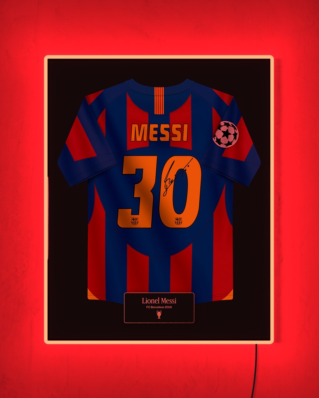 FC Barcelona 2005/06 Local - Diseño Jersey / Messi #30 con LED rojo encendido de noche